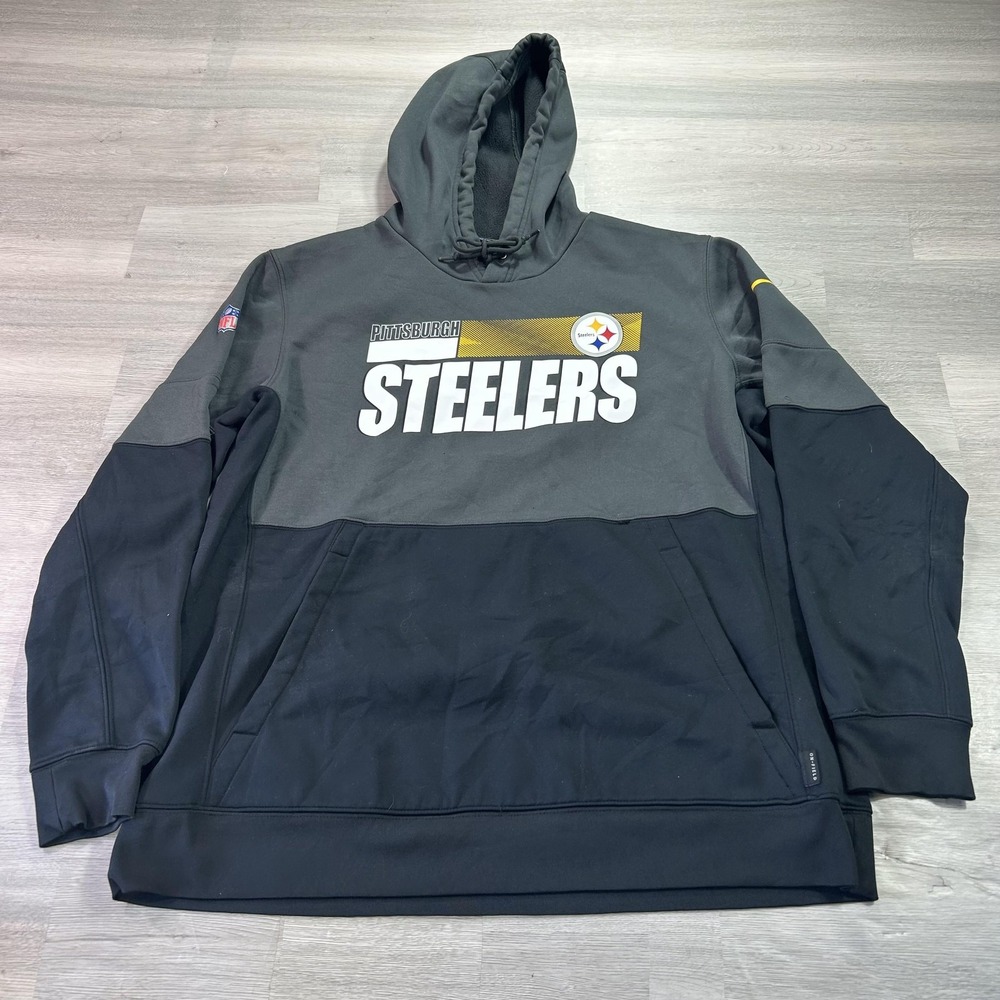 Pittsburgh Steelers Hoodie Sweatshirt Mens XL Black NFL Football Nike Dri Fit